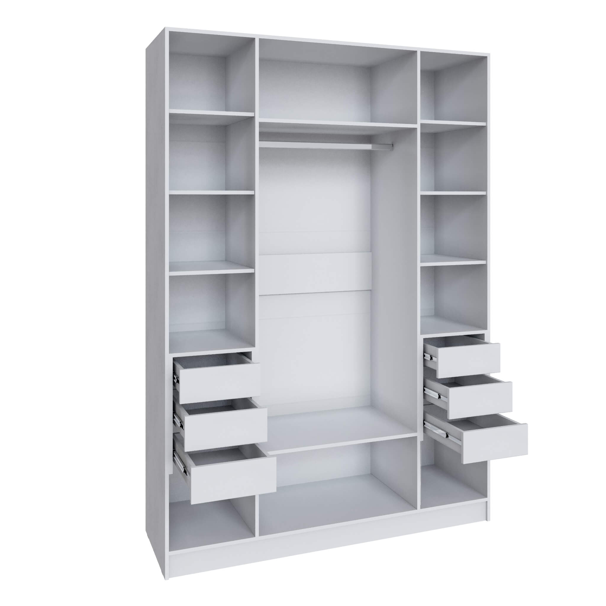 Шкаф Мадрид (1,6) с 6 ящ. внутри с зеркалом белый/ателье светлое