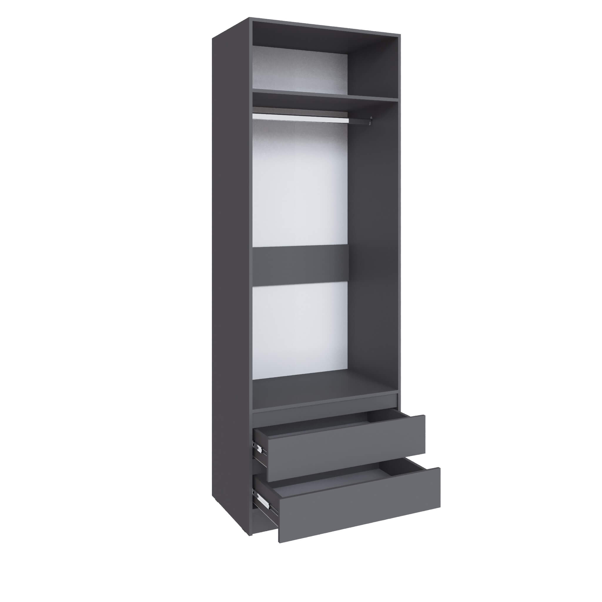 Шкаф Мадрид (0,8) с 2 ящ. без ручек с зеркалом графит серый