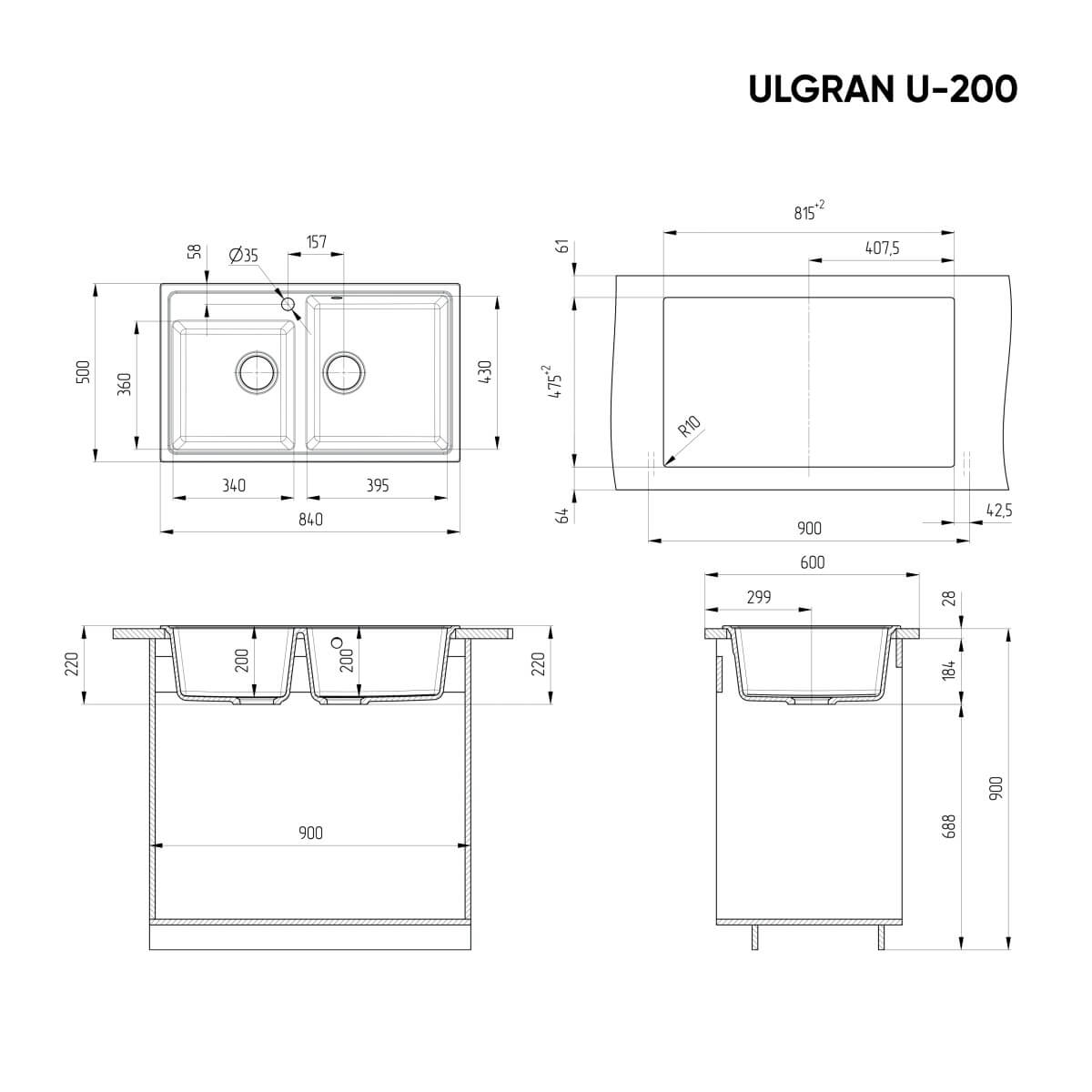 Мойка Ulgran U-200