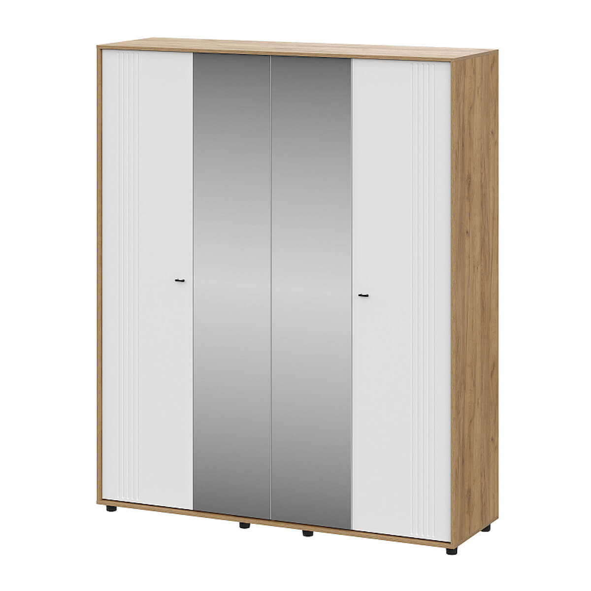 МС "Милан" Шкаф четырехстворчатый Дуб Золотой/Белый/Белый Матовый