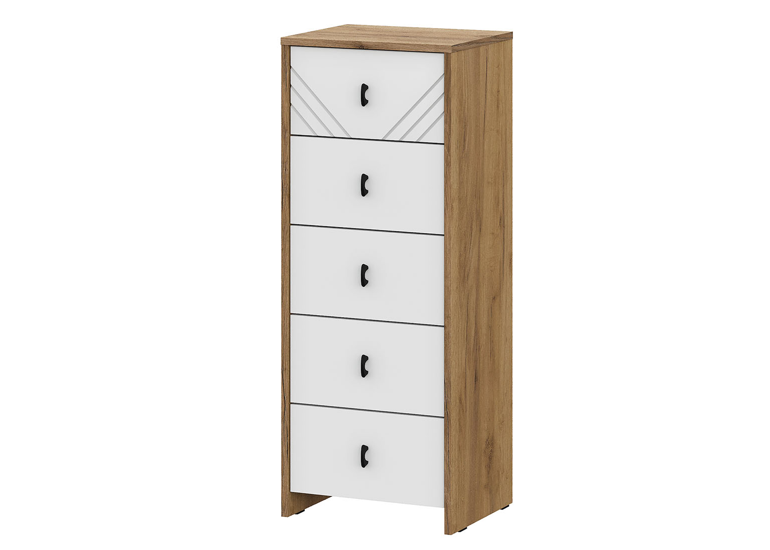 МС "Байкал" Комод (5 ящиков) Дуб Золотой/Белый матовый МР