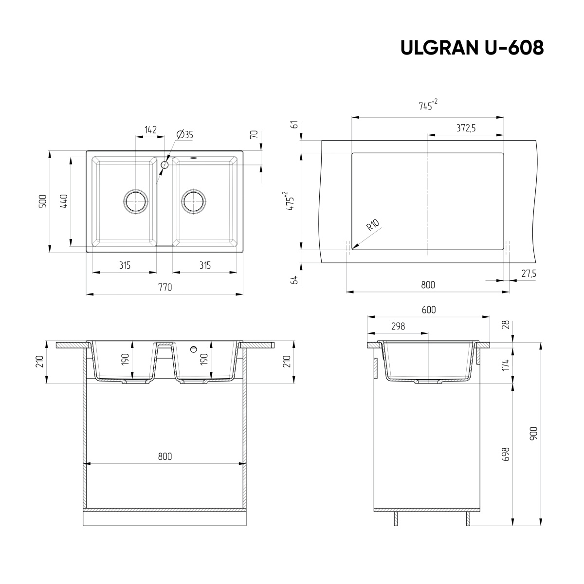 Мойка Ulgran U-608