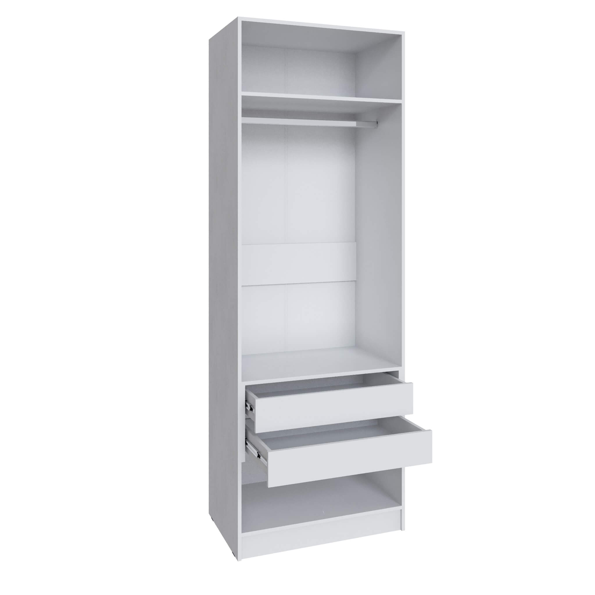 Шкаф Мадрид (0,8) с 2 ящ. внутри с зеркалом белый